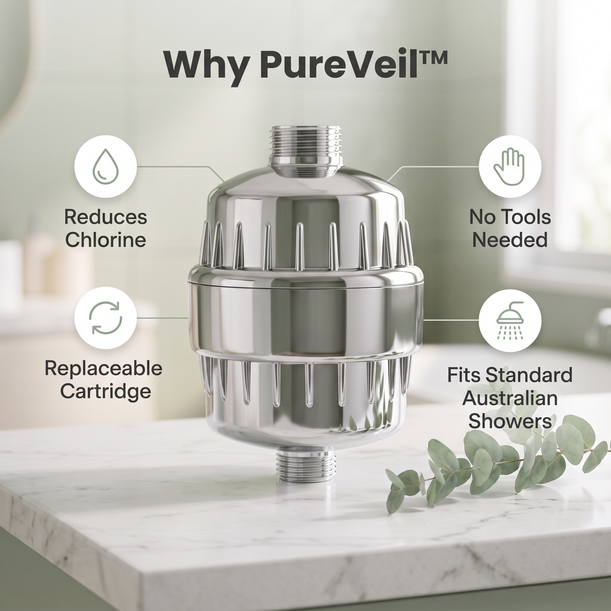 Elvocore PureVeil™ 20-Stage Shower Filter